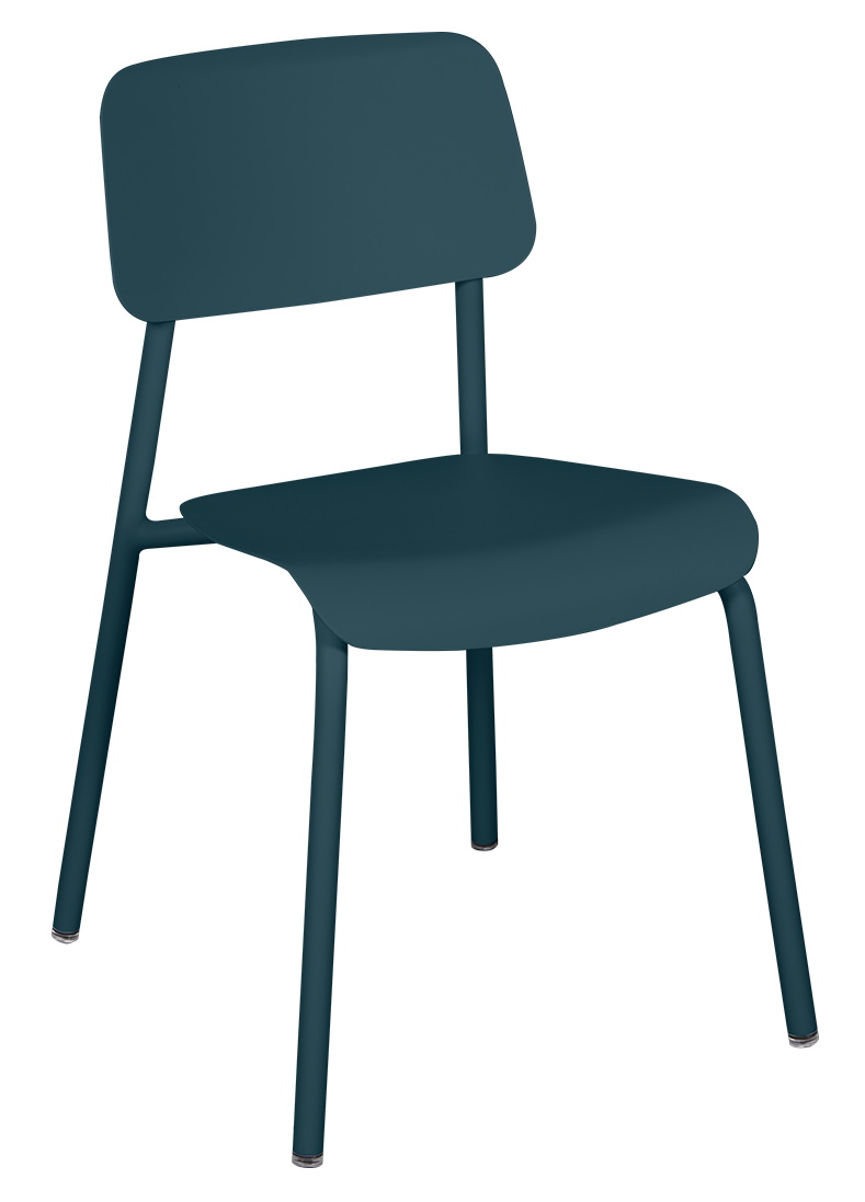 Blauer Studie Chair Stuhl von Fermob, ein moderner Outdoor-Stuhl aus Metall.