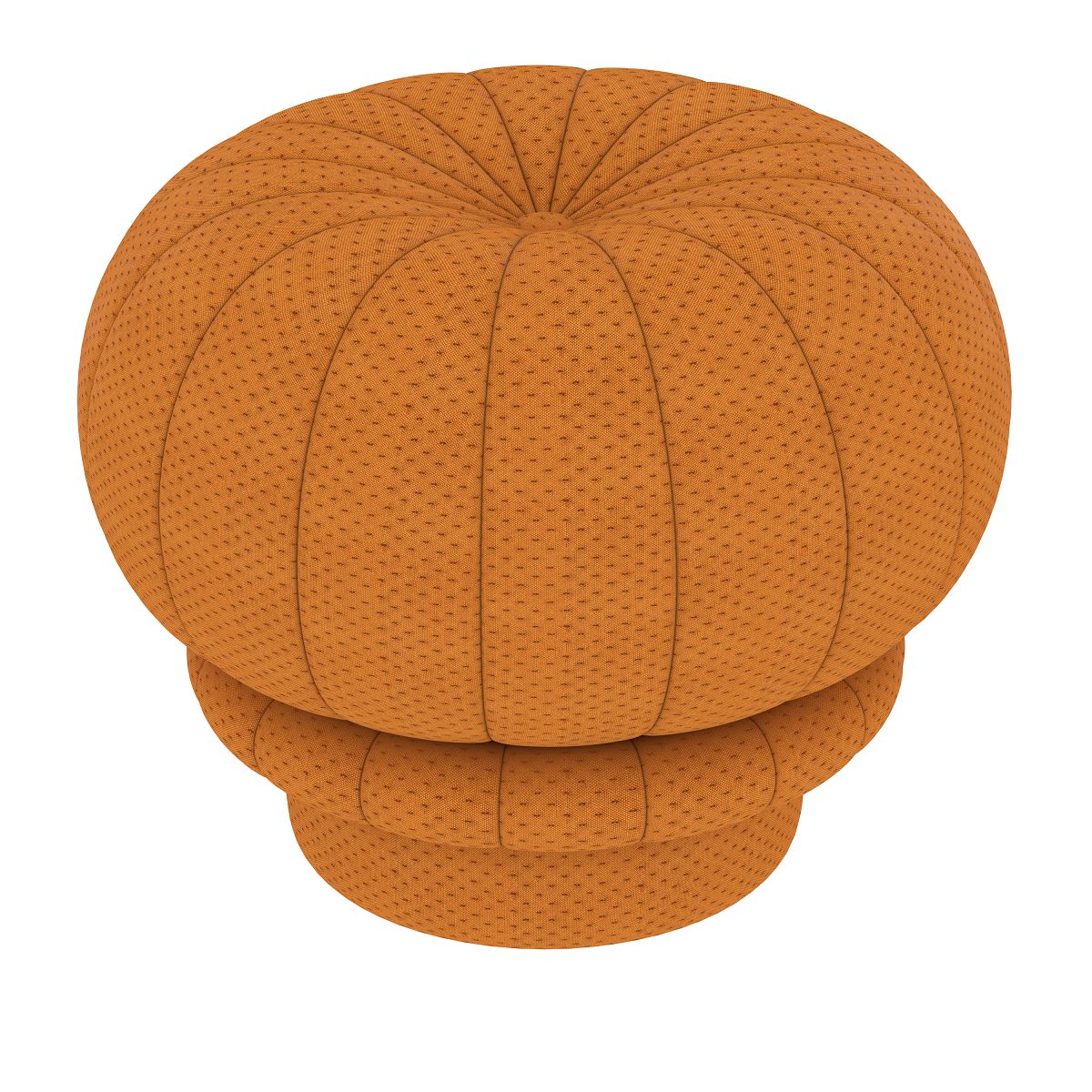 Orangefarbener Claudie Pouf Hocker von Hartô, runder Sitzhocker mit Stoffbezug, modernes Möbeldesign für Wohnzimmer.