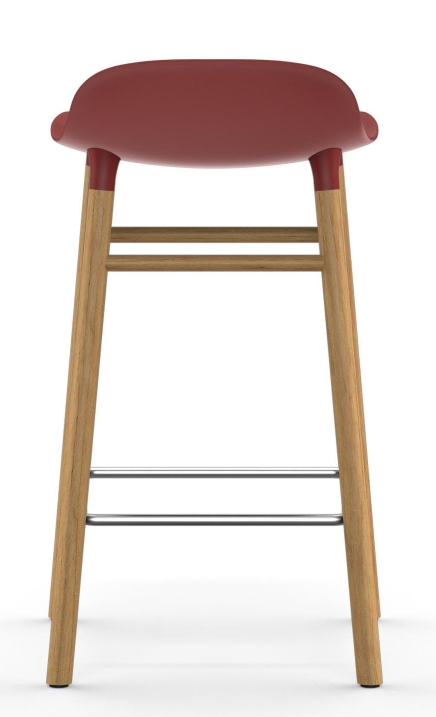 Rückansicht des Form Barstool Barhockers H 65 cm von Normann Copenhagen mit Holzbeinen.