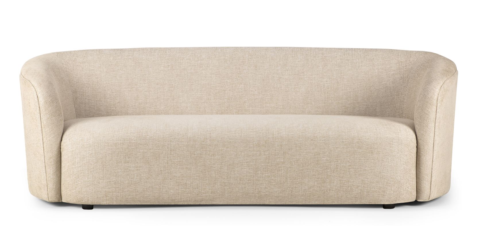 Ellipse Sofa 3-Sitzer in Haferflocken-Bezug: Modernes Sofa mit abgerundeten Formen für Wohnzimmer und Lounge.