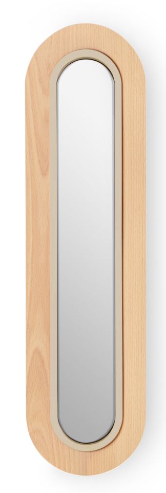 Lens LED Wandleuchte von LZF Lamps: Ovaler Holzrahmen mit elfenbeinweißem Metallring. Moderne Wandbeleuchtung.