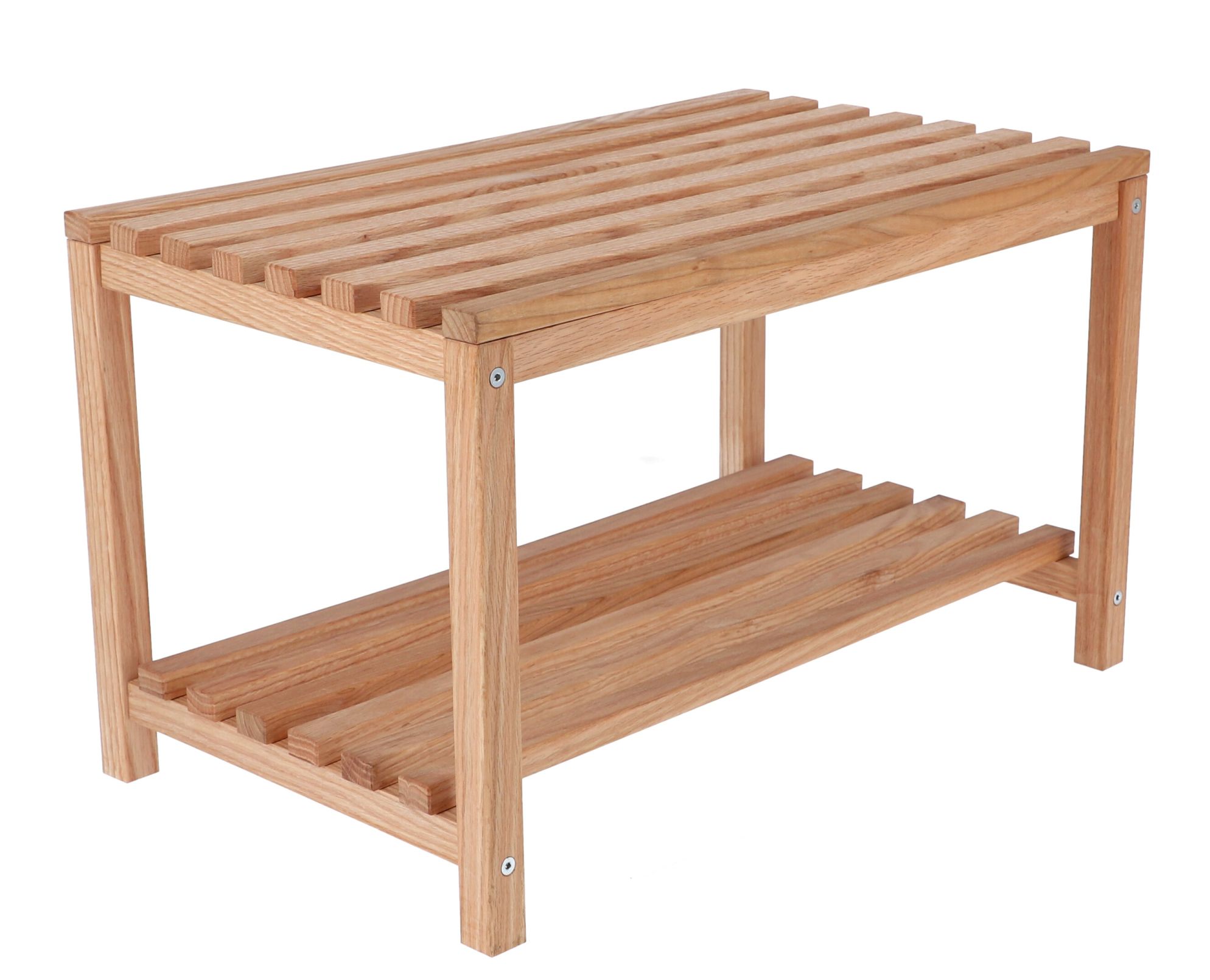 Bankier Bank von Jan Kurtz aus hellem Holz mit zwei Ablageflächen.