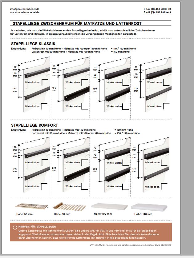 Stapelliege Klassik / Komfort Müller Möbelwerkstätten