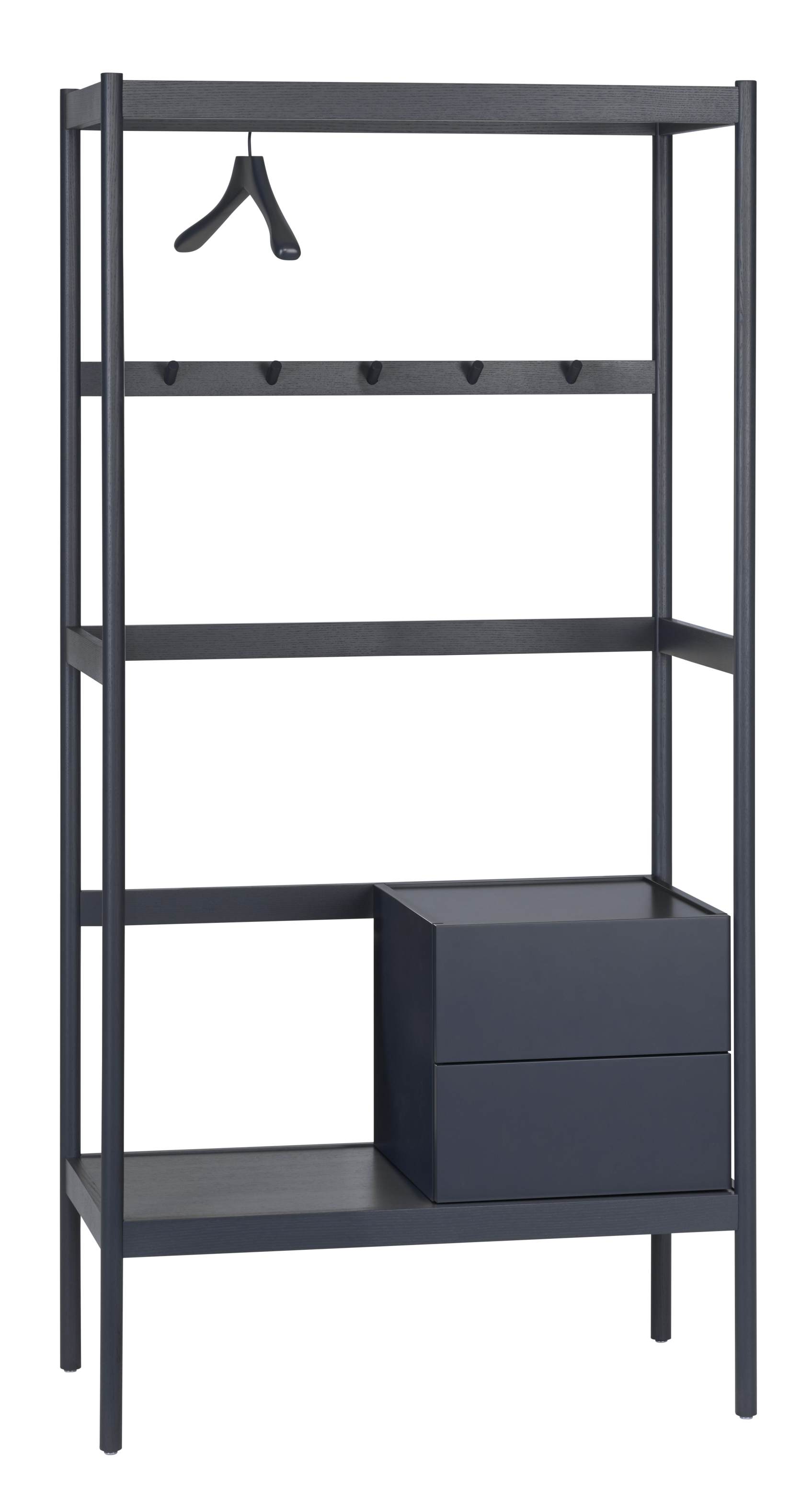 Schönbuch Chester Garderobe in Anthrazit mit Kleiderstange, Hakenleiste und Schubladen für Flur und Diele.