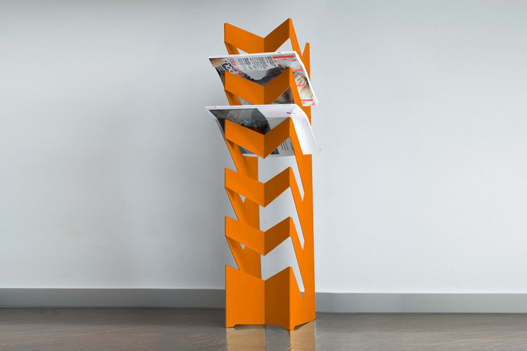 Oranger News Boden Zeitungsständer mit Zeitungen, moderner Zeitschriftenständer für Wohnzimmer und Büro.