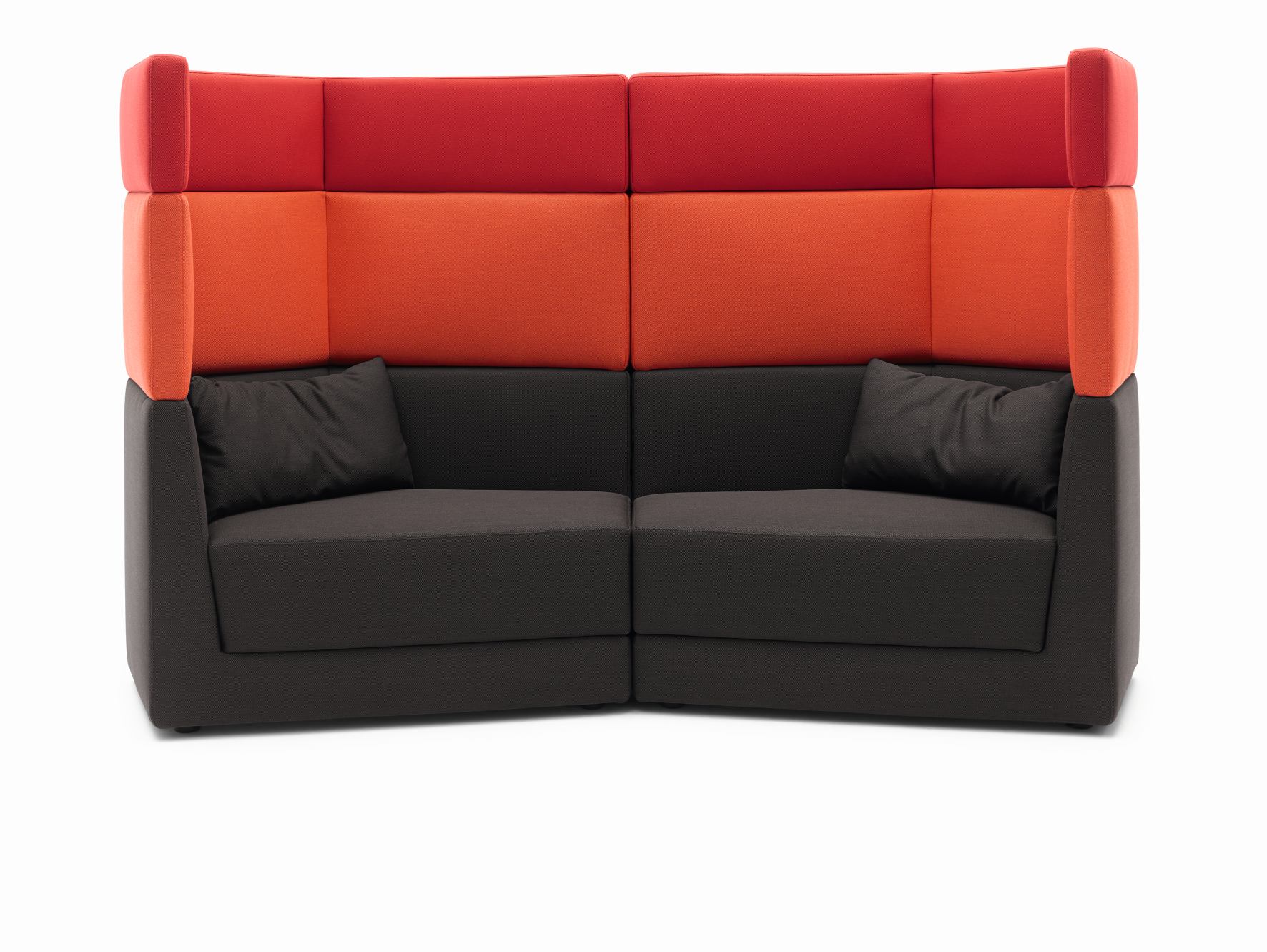 Scope Sofa Sitzelement hoch von Cor, modernes modulares Sofa mit hoher Rückenlehne in Rot und Orange.