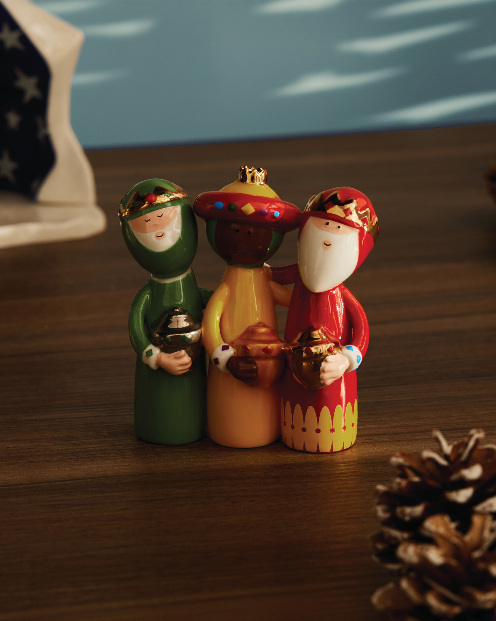 AGJ01 4 Uno, Due, Tre Re Magi Porzellanfigur Könige Alessi