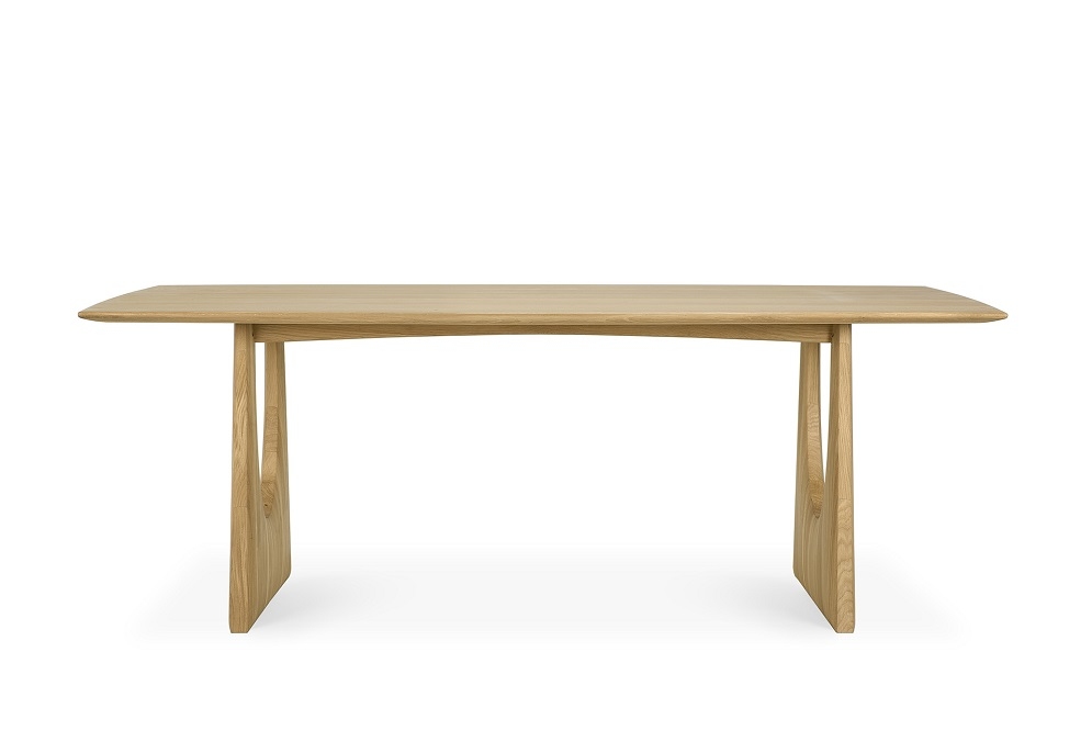 Ethnicraft Esstisch aus geölter Eiche mit geometrischen Beinen, moderner Holztisch für Esszimmer.