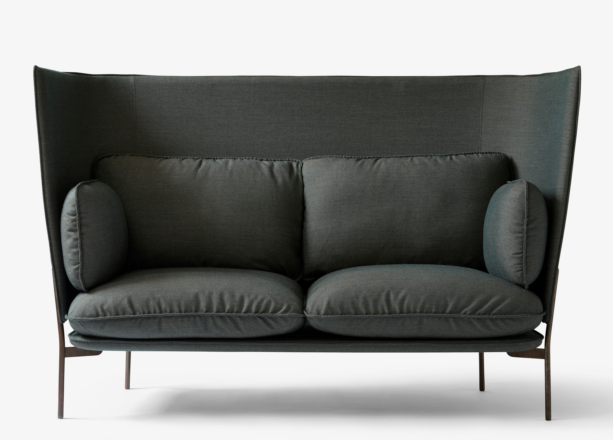 Cloud 2-Sitzer Sofa mit hoher Rückenlehne in Grau. Modernes Design Sofa für Wohnzimmer und Büro.