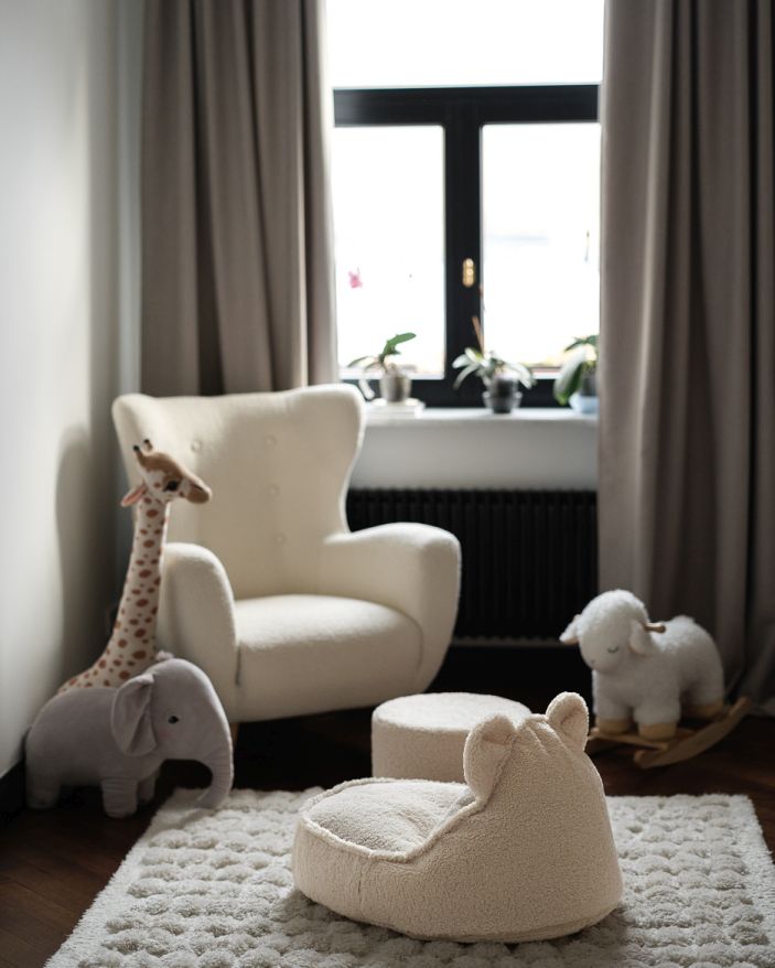 Teddy Kindersitzsack Teddystoff Cremeweiß Wigiwama