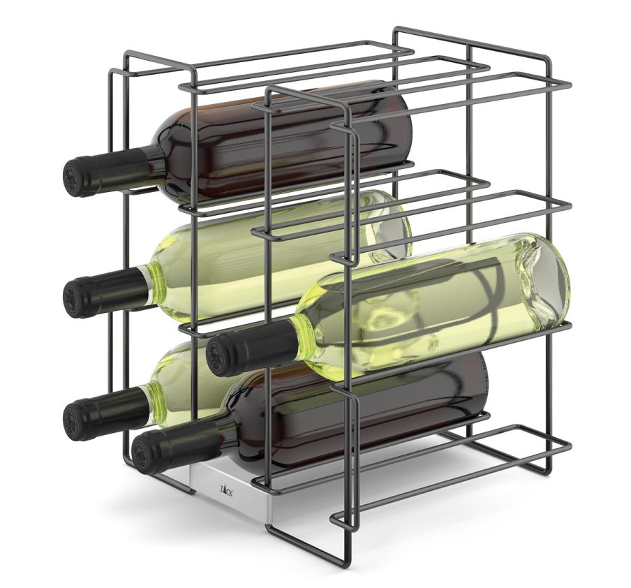 Bacca Flaschenregal von Zack für vier Weinflaschen, modernes Design aus Metall.
