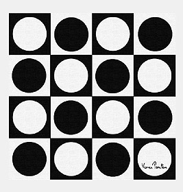 Schwarz-weißer Panton Teppich mit grafischem Kreismuster. Design Teppich für modernes Wohnen.