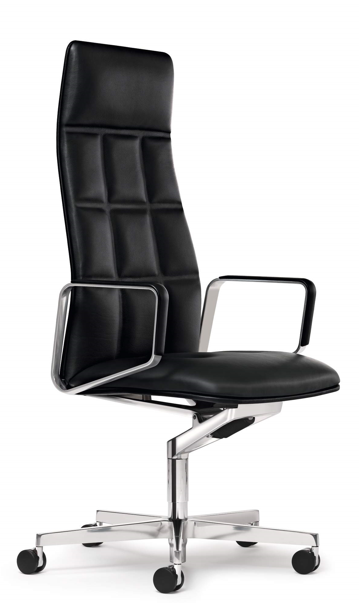 Schwarzer Leadchair Executive Bürostuhl von Walter Knoll mit Lederbezug und Chromgestell.