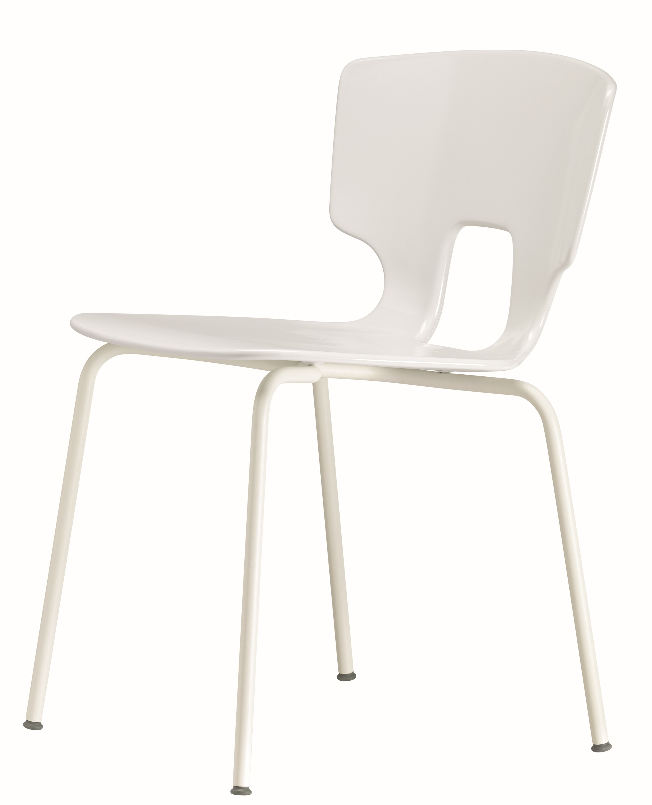Weißer Erice Chair Stuhl mit vier Beinen, minimalistisches Design für Büro und Wohnbereich.