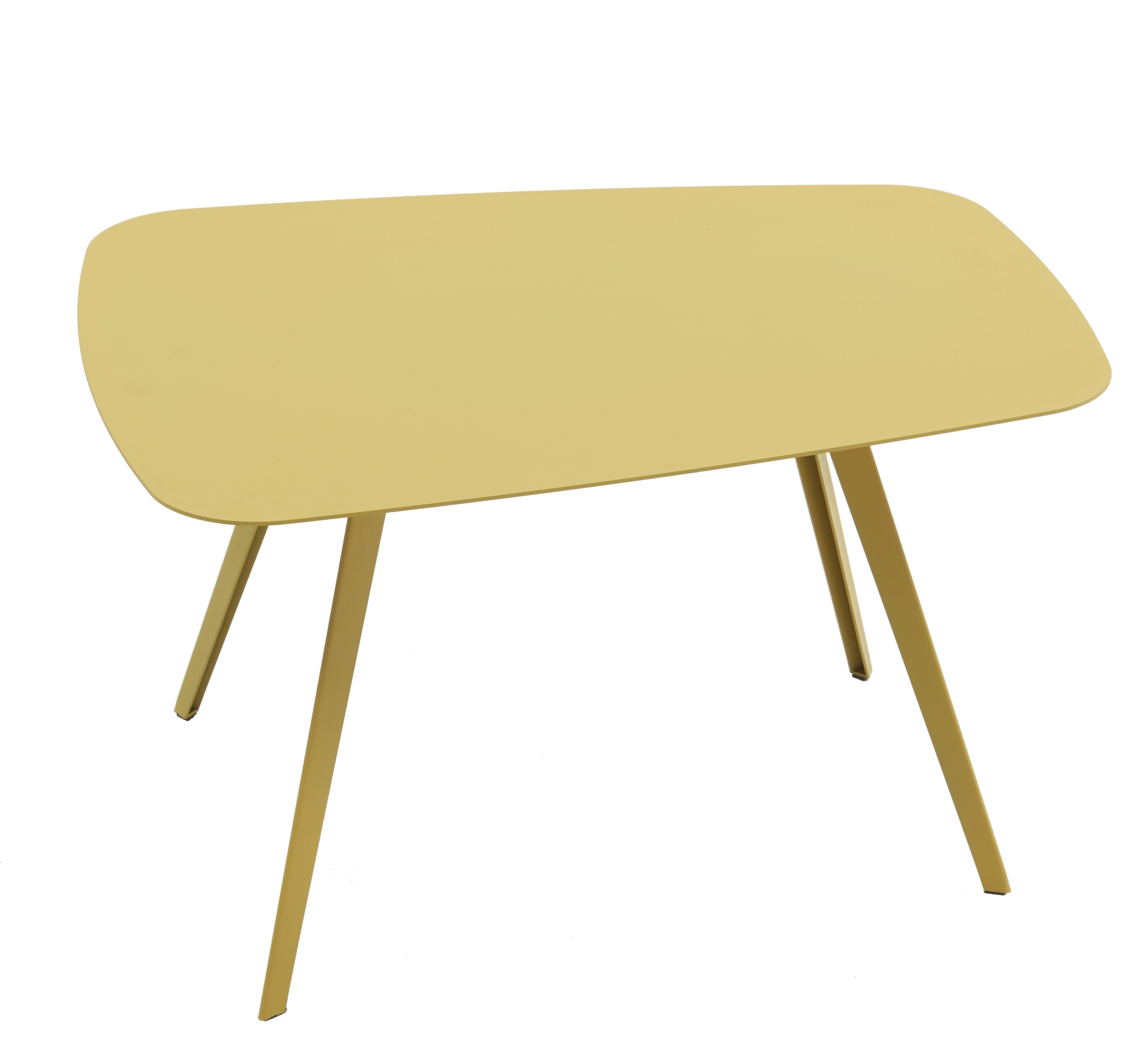Agorà Beistelltisch in Senfgelb: Rechteckiger Couchtisch mit filigranen Metallbeinen für Wohnzimmer und Lounge.