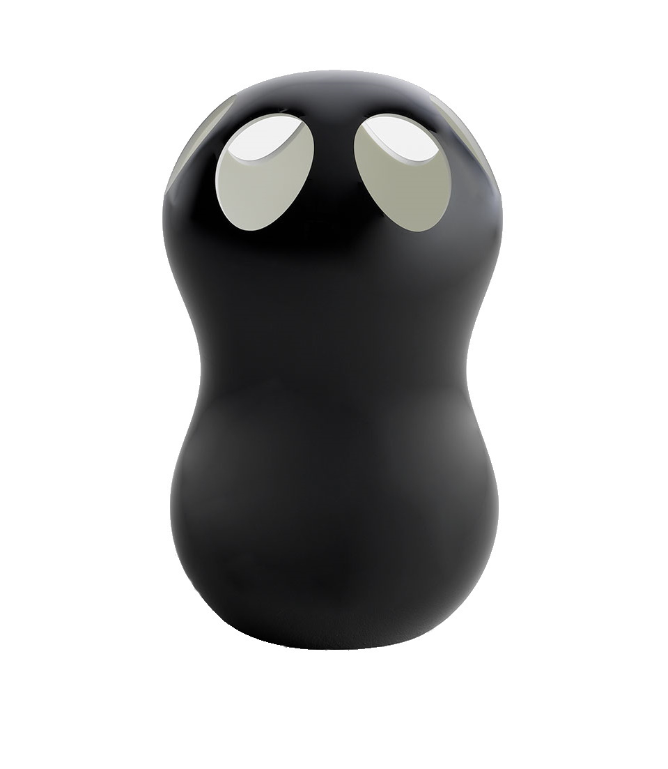 Zontik Schirmständer von Casamania Horm, moderner Schirmhalter aus schwarzem Kunststoff mit runden Öffnungen.