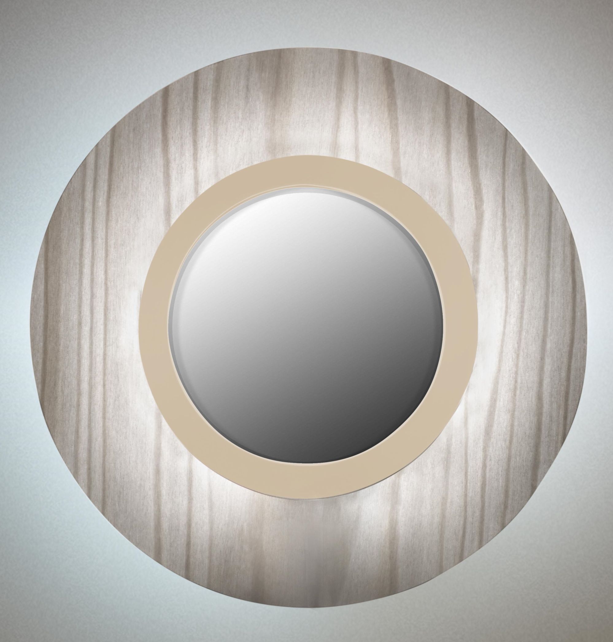 Lens LED Wandleuchte rund Metallring in elfenbeinweiß Grau LZF Lamps