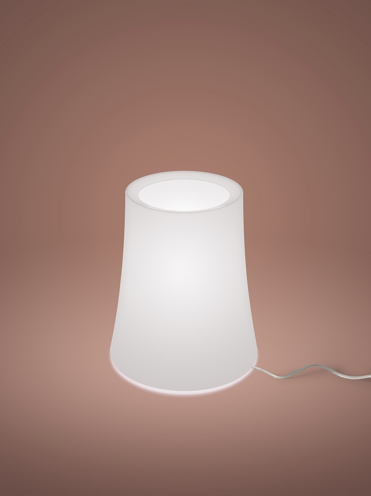 Weiße Birdie Zero Tavolo Tischleuchte von Foscarini, modernes Design für Nachttisch und Wohnzimmer.