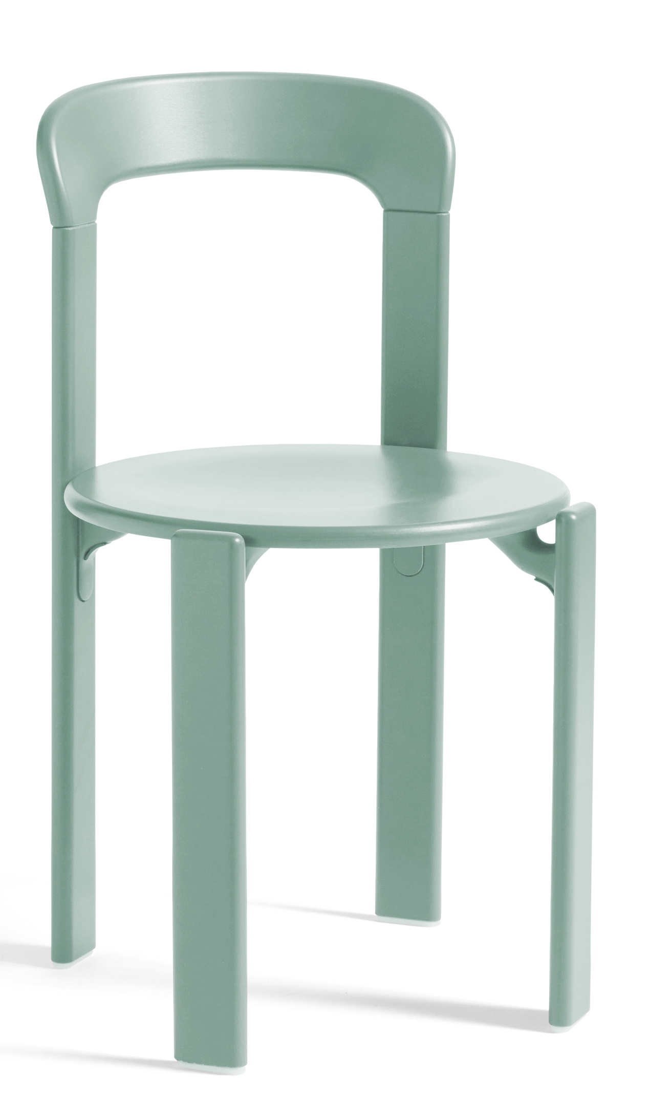 Rey Chair Stuhl von Hay in Herbstgrün: Moderner Holzstuhl mit runder Sitzfläche.