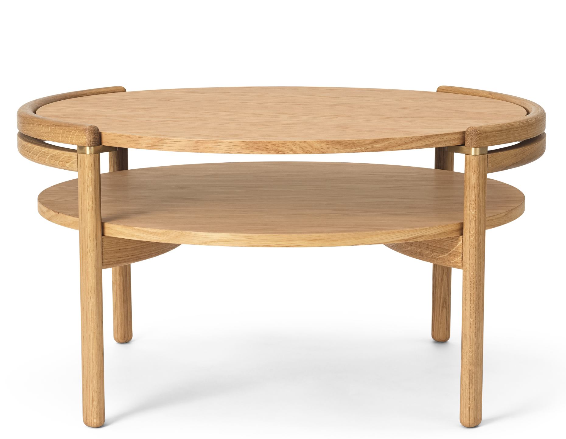 RF1905 Sideways Couchtisch von Carl Hansen & Søn aus Eiche mit zwei runden Ebenen.