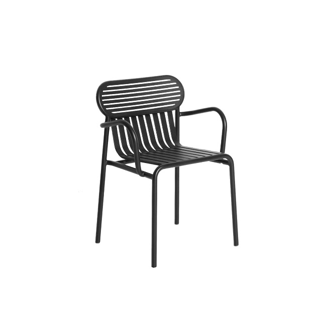 Week-End Garden Armlehnenstuhl von Petite Friture in Schwarz, moderner Gartenstuhl aus Metall.