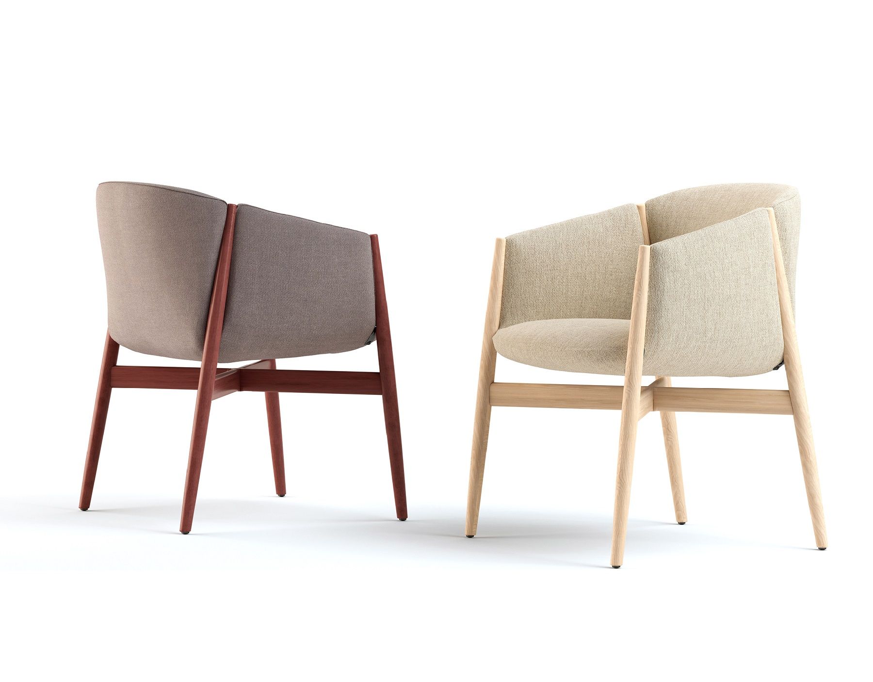 Kagu Stuhl mit Armlehnen Holzgestell Cor