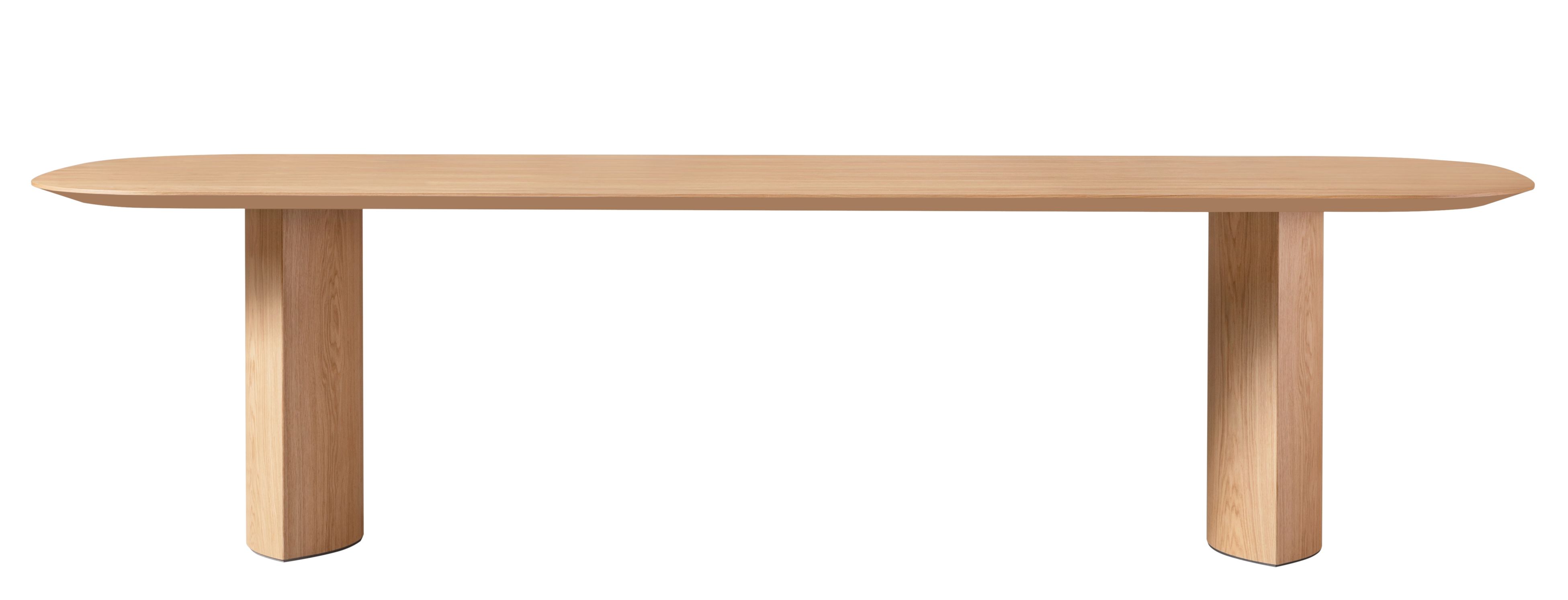 Plauto Tisch von Miniforms: Rechteckiger Esstisch aus hellem Holz mit abgerundeten Ecken.