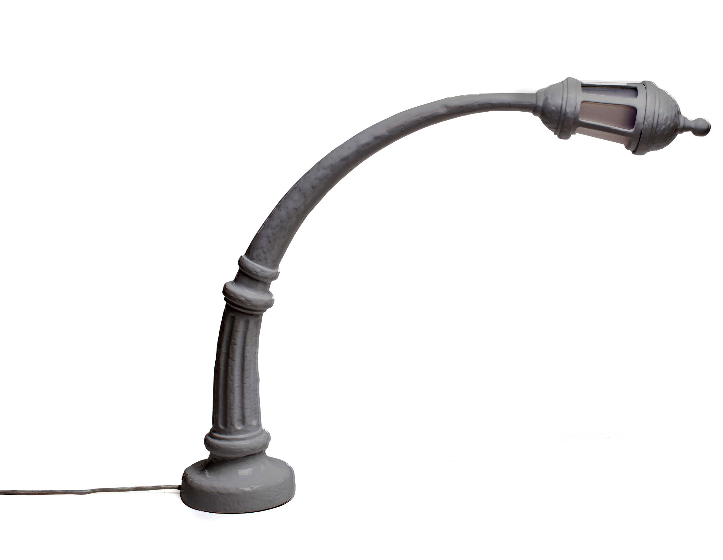 Sidonia Lampe von Seletti, LED Tischleuchte im Straßenlaternen-Design, graue Farbe.
