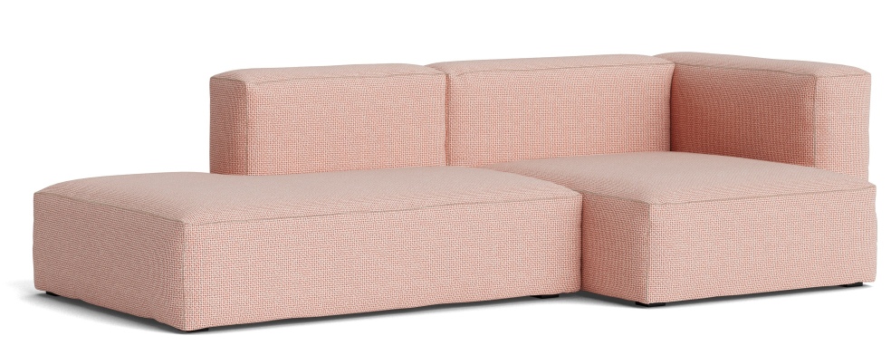 Mags Soft Sofa 2,5-Sitzer Combination 3 mit Armlehne rechts Hay Stoff Tartaglia Rot/Weiß mit Beige Stich