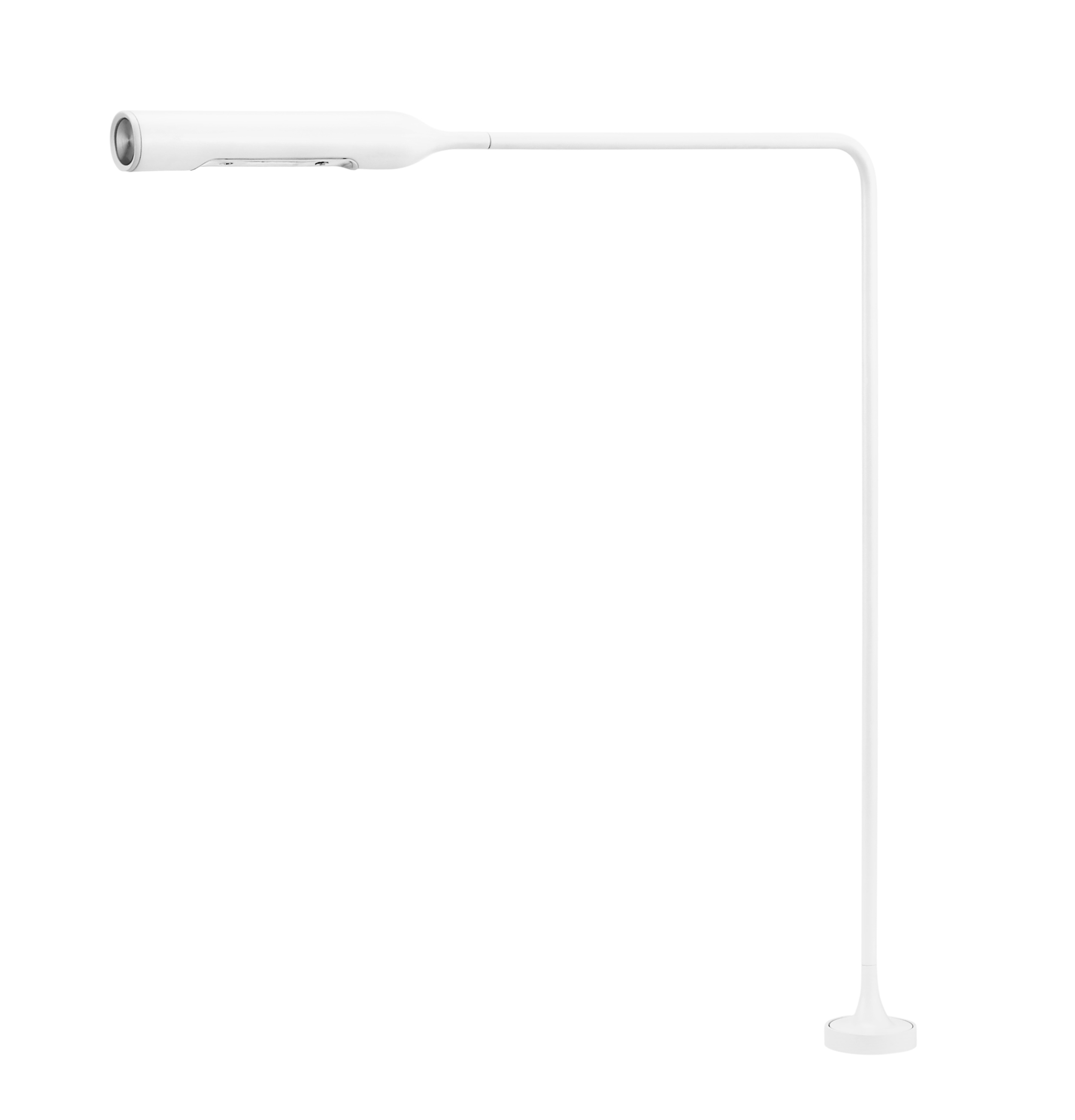 Weiße Flo Grommet F46 Stehleuchte mit LED-Technologie und warmweißem Licht (3000K) für modernes Wohnambiente.