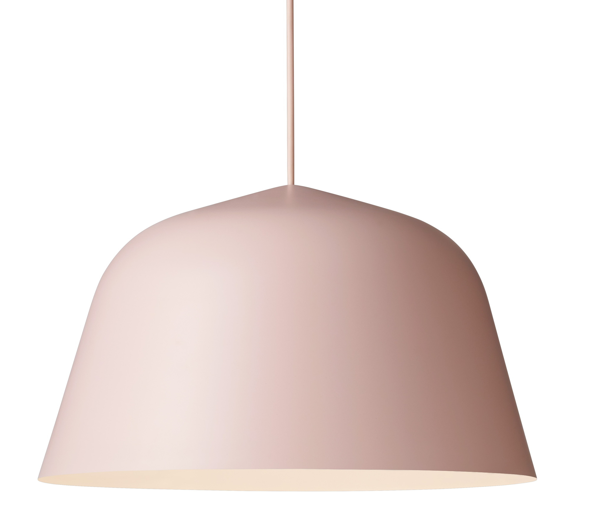 Nahaufnahme der Ambit Pendelleuchte 40 von Muuto in Rosa, moderne Hängelampe.