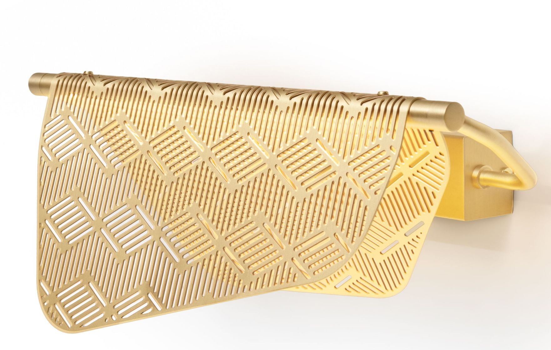 Goldene Mediterranea Wandleuchte von Petite Friture mit filigranem, geometrischem Muster für stimmungsvolle Beleuchtung.