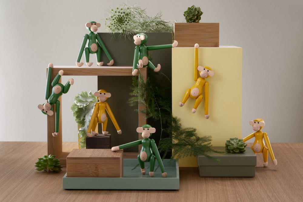 Affe Mini farbig Kay Bojesen Vintage Gelb