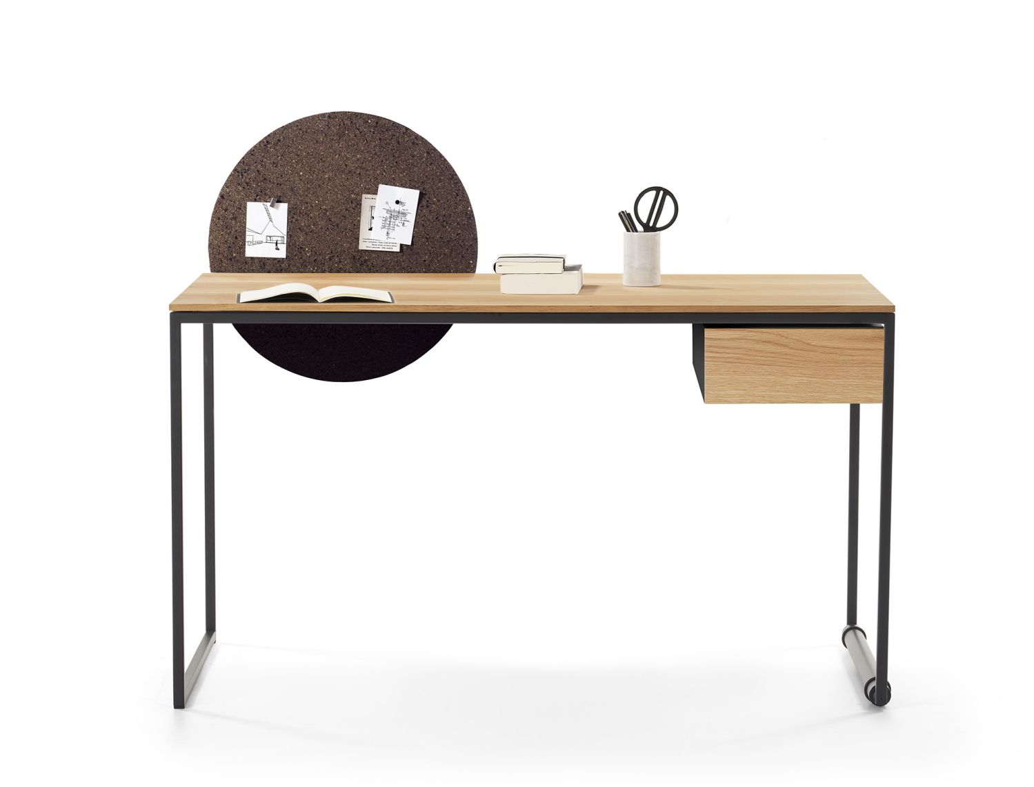 Macis Schreibtisch mit Schublade, Verlängerungen und Pinnwand Eiche Opinion Ciatti