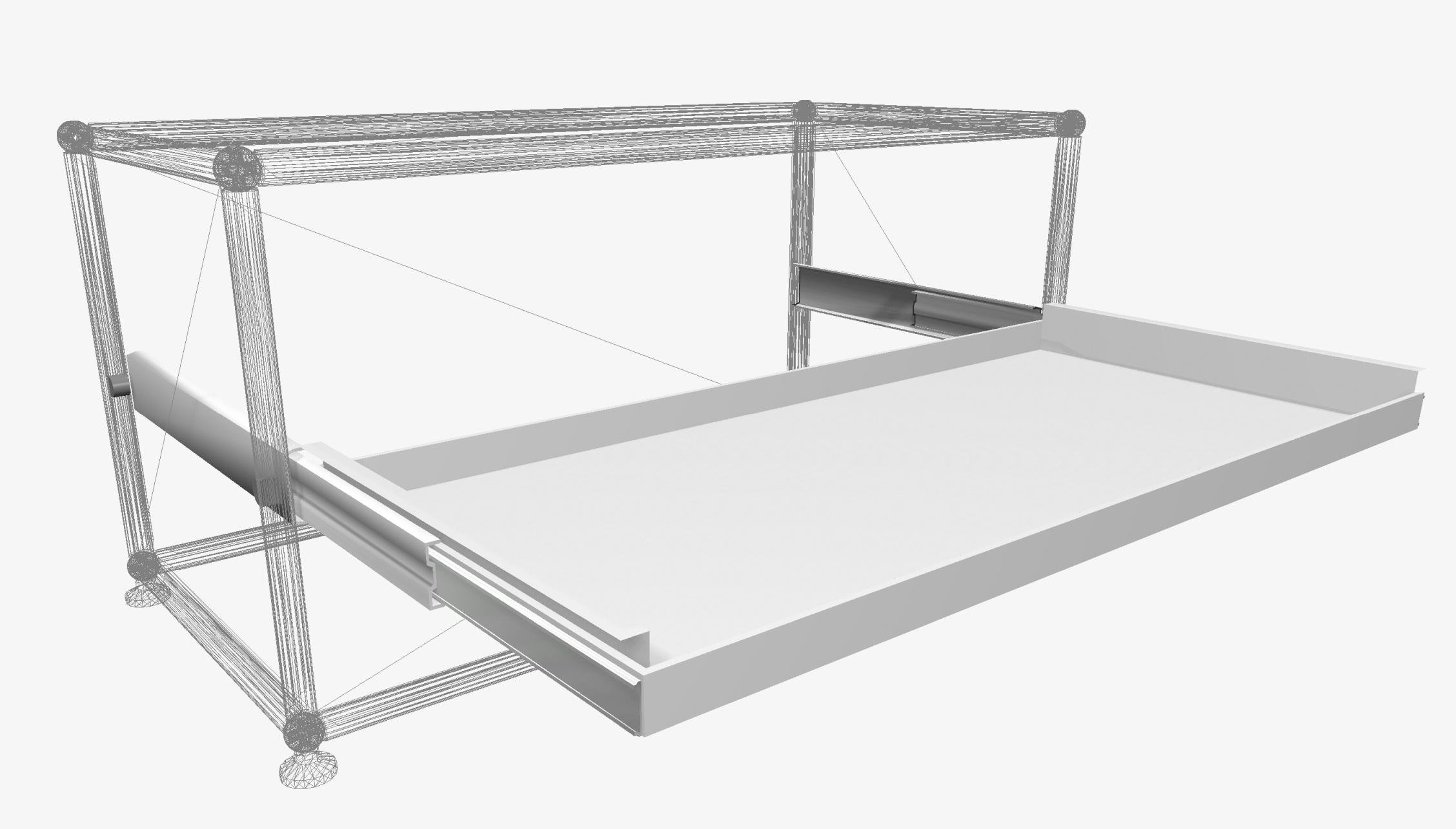 Weißes USM Haller Ausziehtablar Ersatzteil 50x50 cm im Detail, zur Erweiterung und Individualisierung Ihres USM Möbelbausystems.