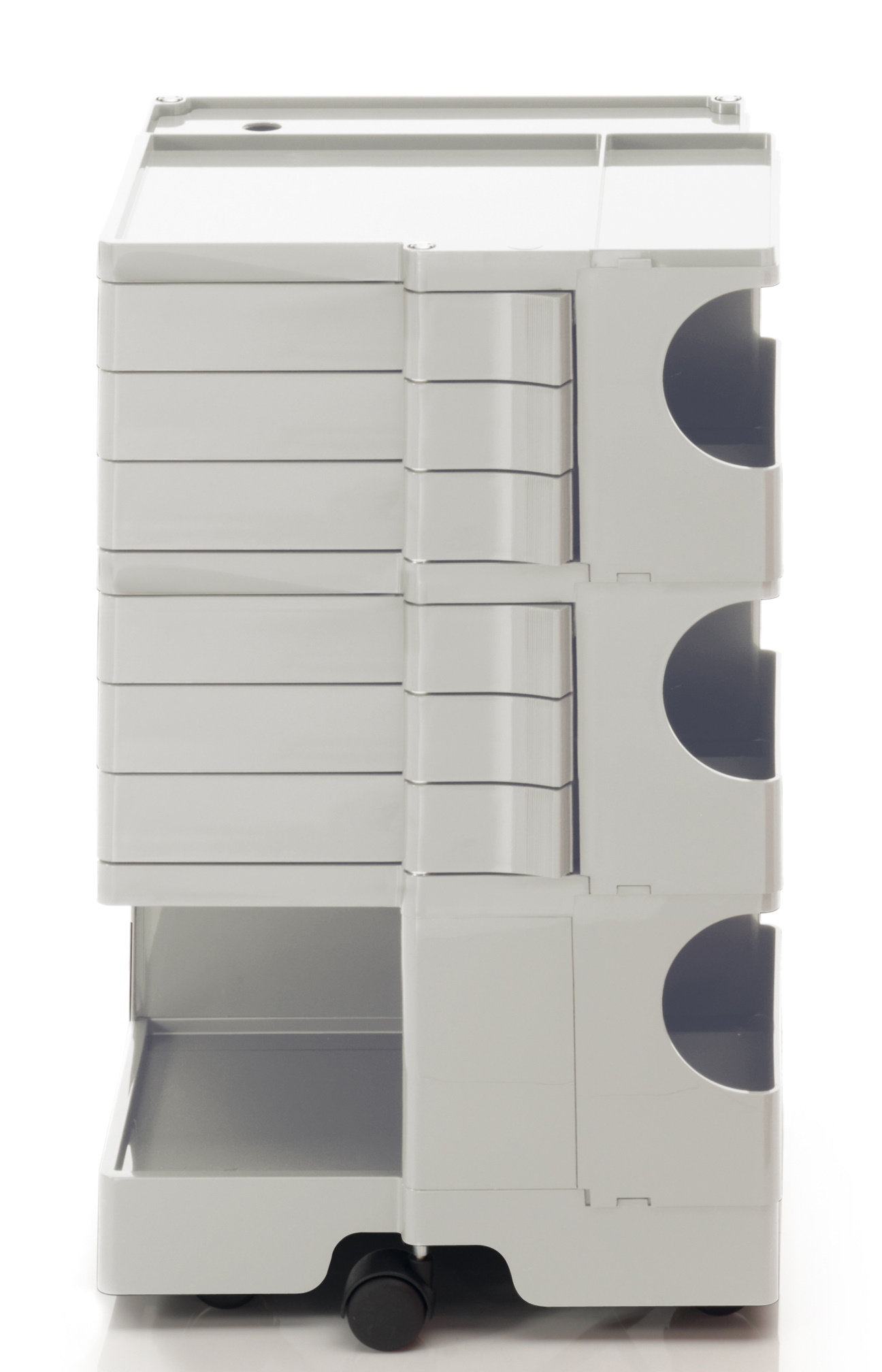 Weißer Boby B36 Rollcontainer mit Schubladen und Fächern, ideal für Büro und Arbeitszimmer.