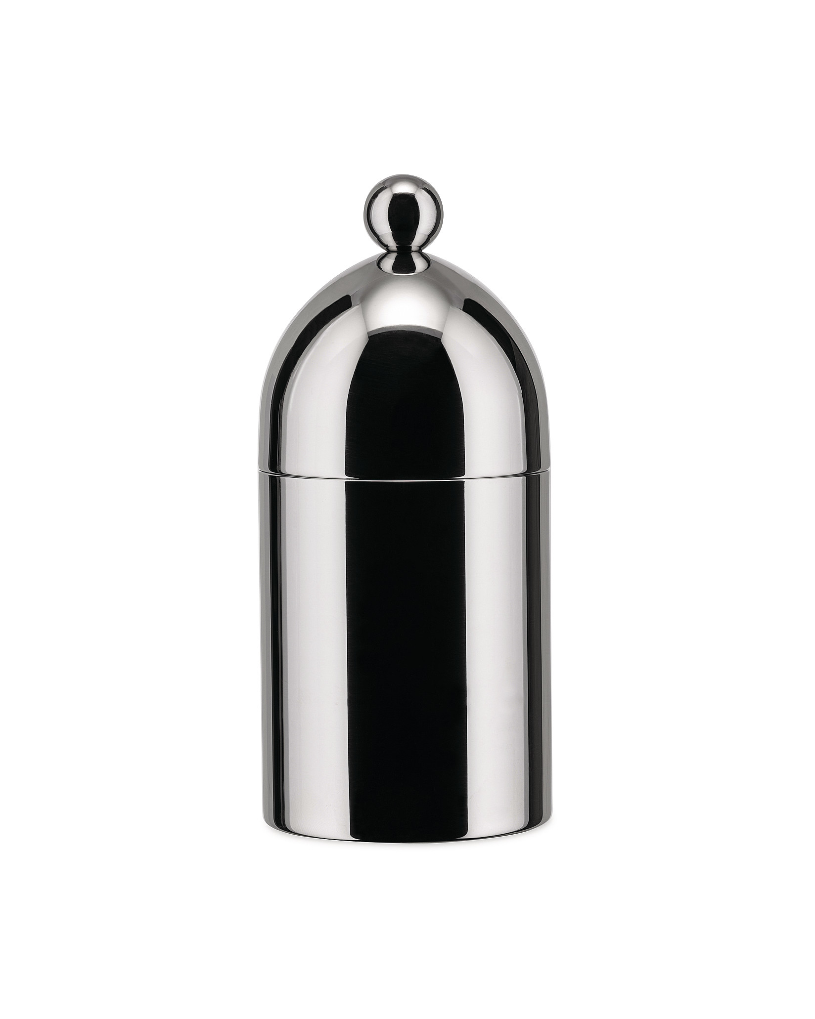 Alessi Zuckerdose aus Edelstahl mit Deckel und Löffel, modernes Design für Küche und Tisch.