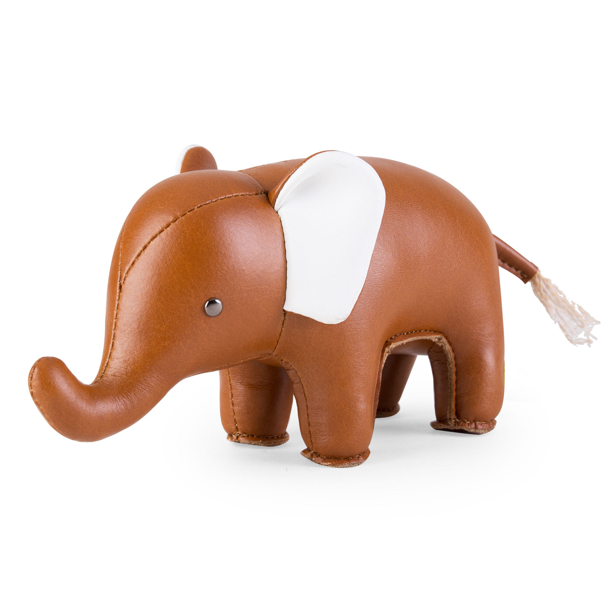 Briefbeschwerer Elefant von Züny in Braun und Weiß. Dekorative Figur für Büro und Zuhause.