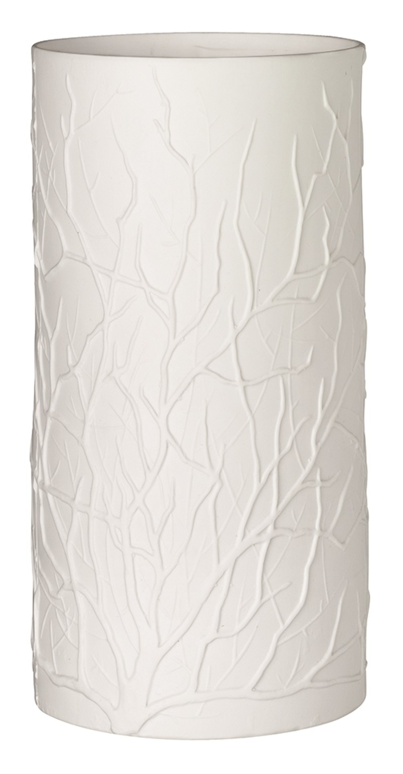 Weiße Zuhause Zylinderleuchte mit Zweige-Muster, moderne Tischleuchte für Wohnzimmer und Schlafzimmer, EINZELSTÜCK.