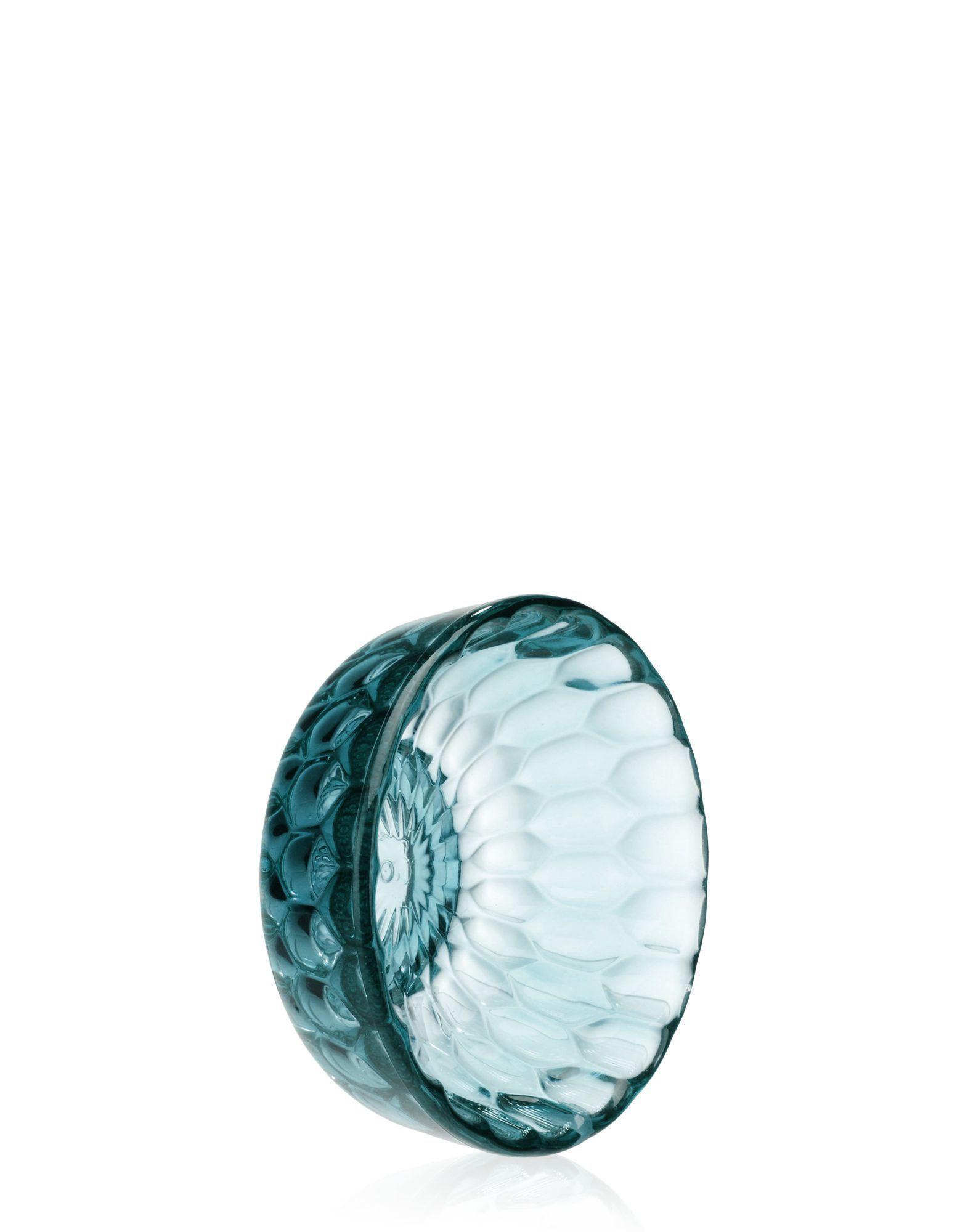 Blauer Jellies Garderobenhaken von Kartell, kleiner Wandhaken mit dekorativer, facettierter Oberfläche.