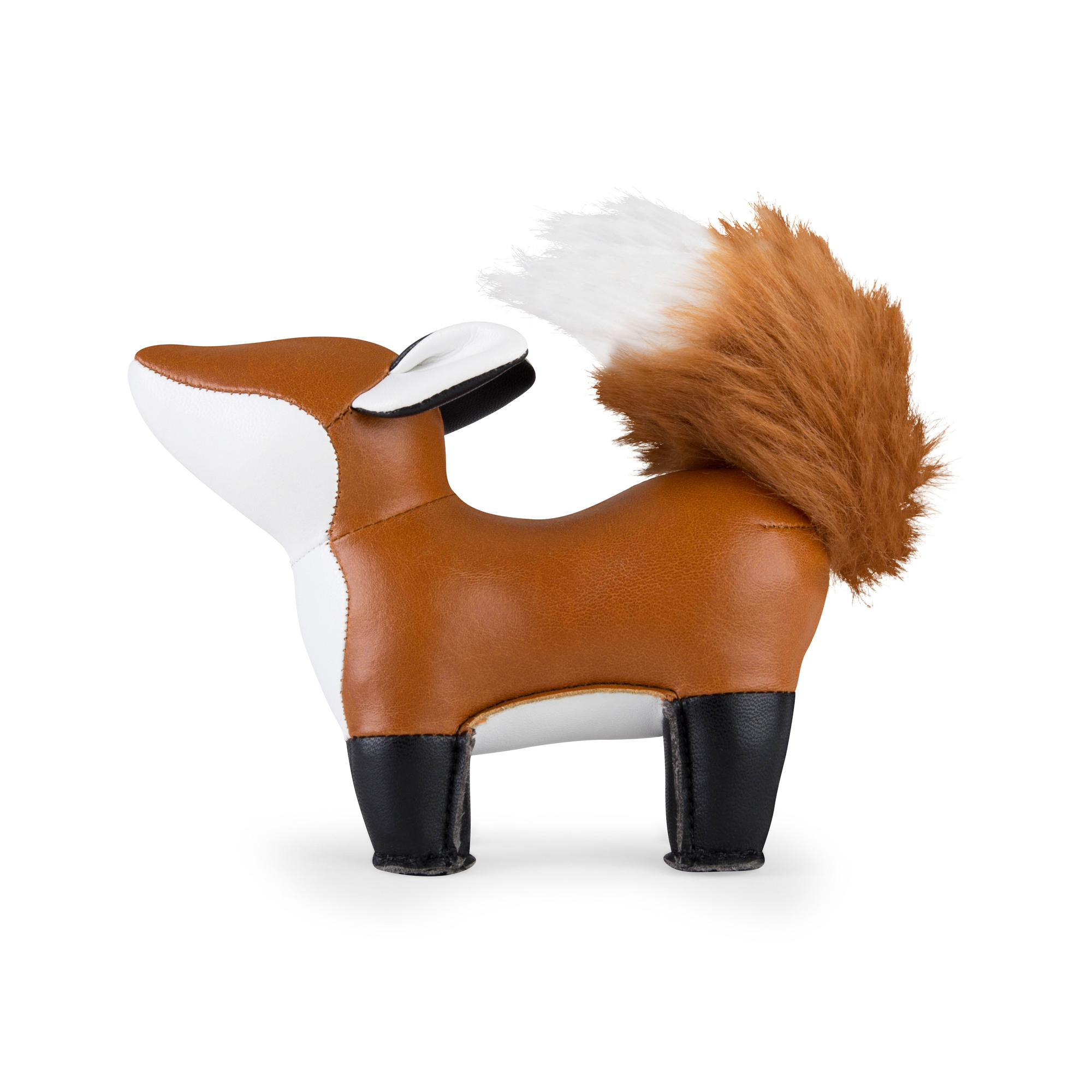 Briefbeschwerer Fuchs Furi von Züny: Dekorativer, braun-weißer Buchstützen Fuchs mit buschigem Schwanz.