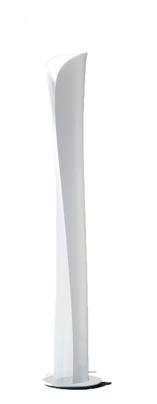Weiße Cadmo LED Stehleuchte von Artemide mit geschwungenem Design für moderne Wohnräume.