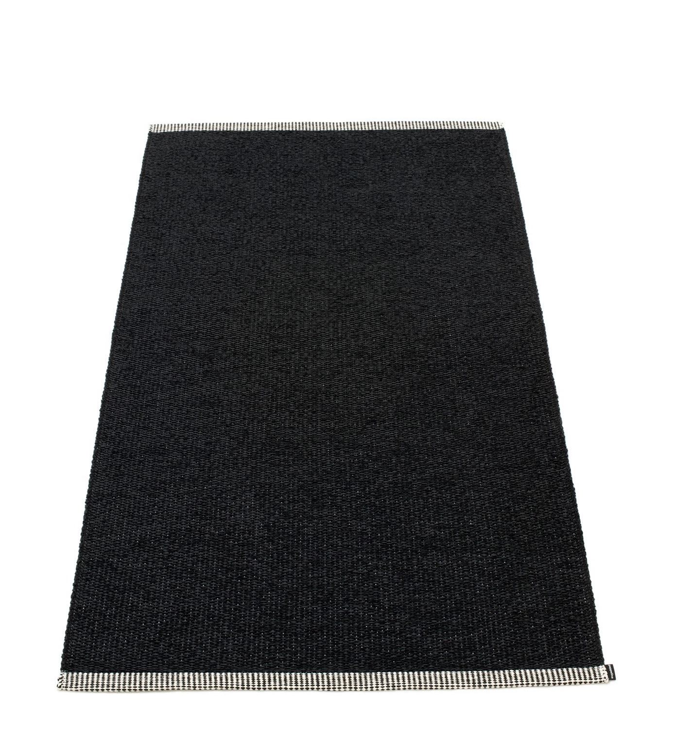 Schwarzer Mono Kunststoffteppich von Pappelina, Größe 85x160 cm, gewebter Teppich für Innenräume.