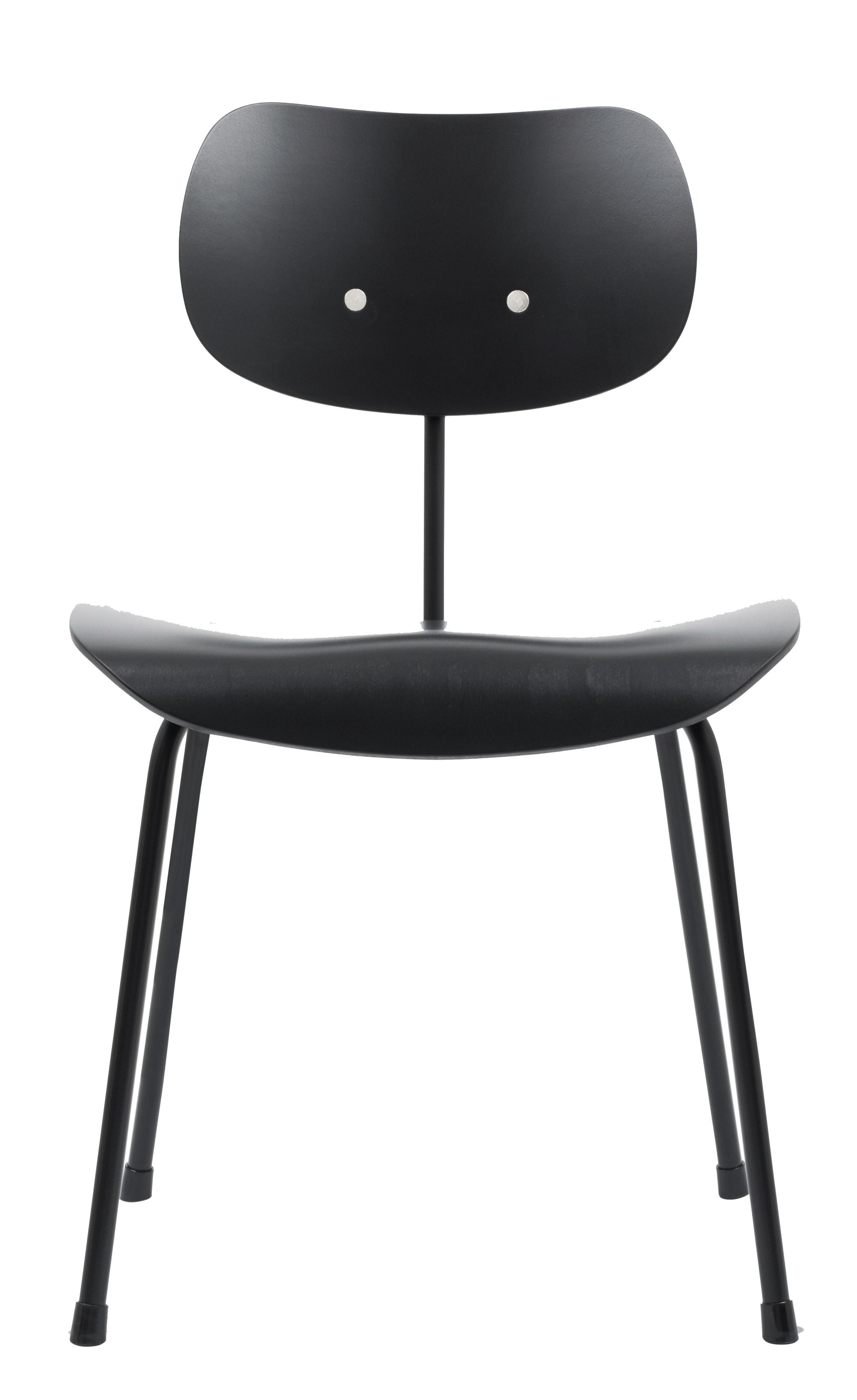 Schwarzer SE 68 Stuhl von Wilde+Spieth, minimalistisches Design mit abgerundeter Sitzfläche und Rückenlehne.