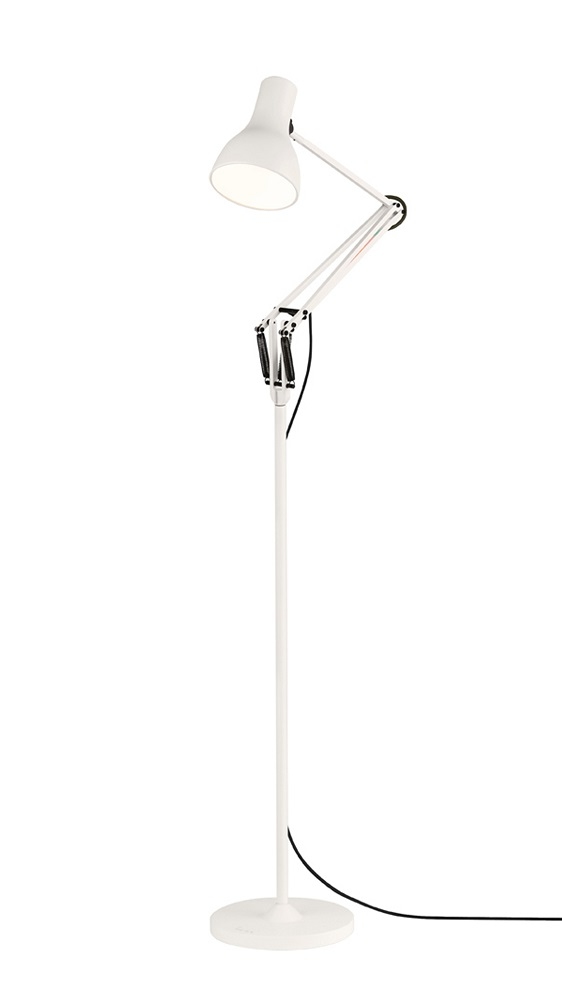 Weiße Type 75 Stehleuchte von Anglepoise, Paul Smith Edition, flexible Schreibtischlampe für Wohnzimmer und Büro.