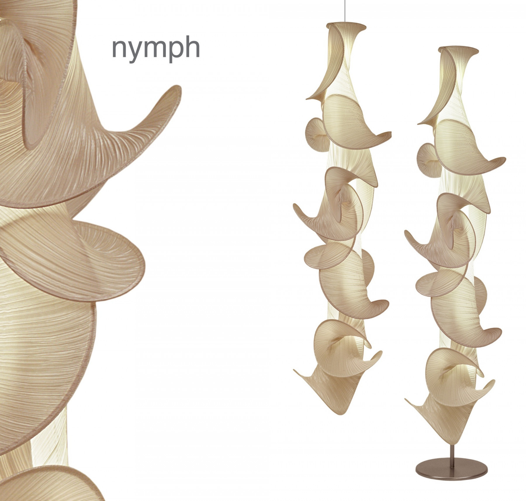 Nymph Stehleuchte von Alexandra Tsoukala: Moderne Designleuchte mit organischen Formen und warmem Licht.
