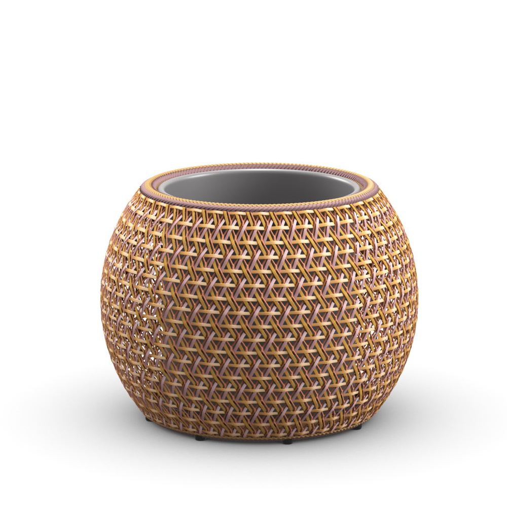 Dala Übertopf von Dedon, Größe S: Runder, geflochtener Pflanztopf für Innen- und Außenbereich.