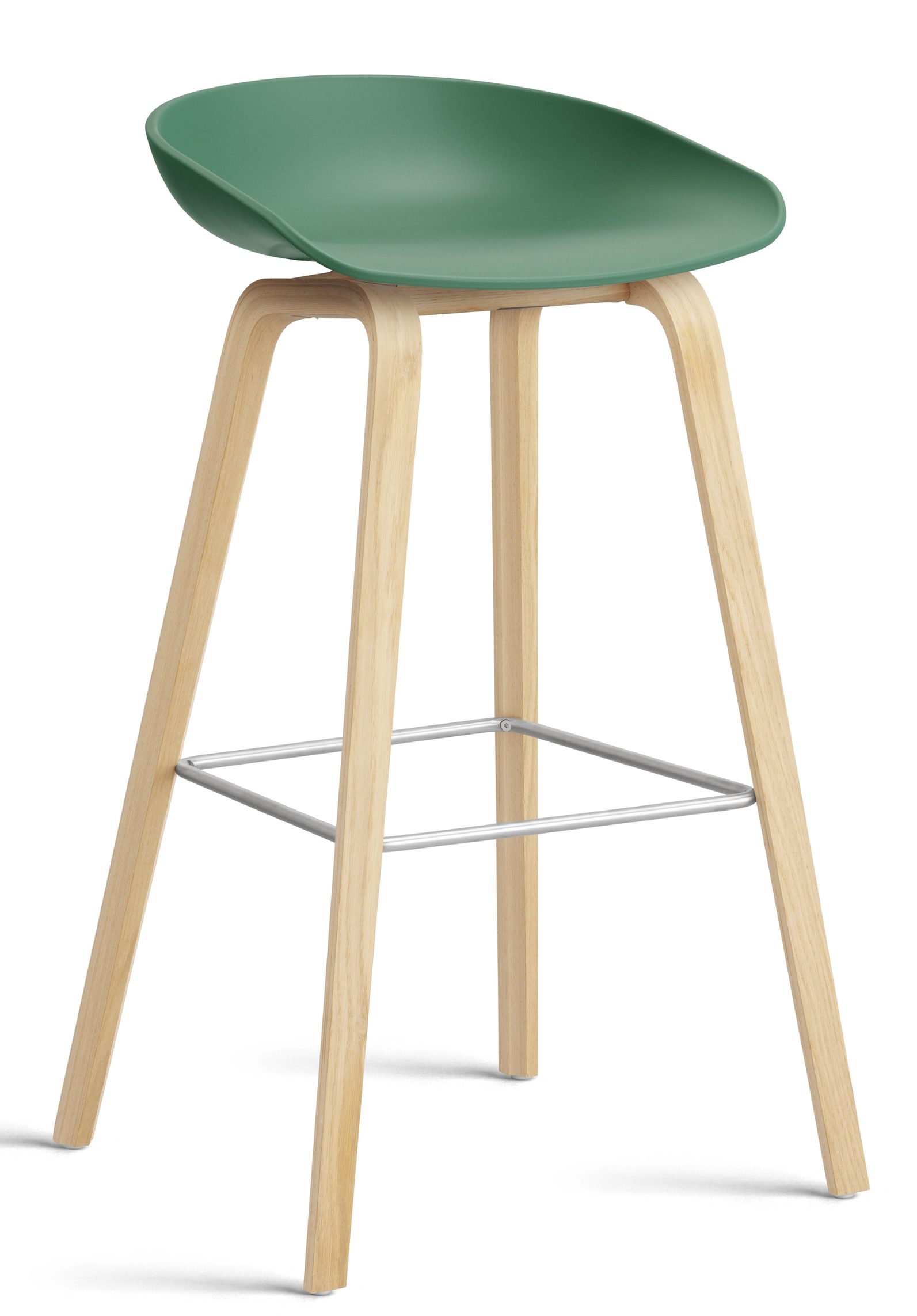 Hay AAS32 Barhocker mit grünem Sitz und hellem Holzgestell, ideal für Küche und Bar.