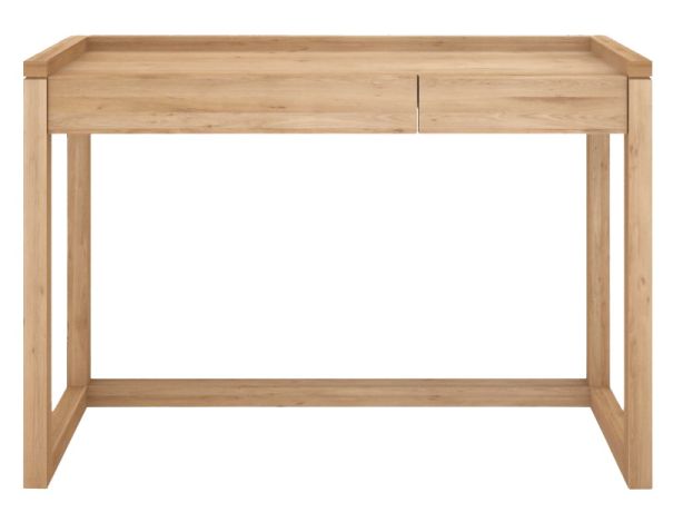 Ethnicraft Frame Schreibtisch aus massivem Eichenholz mit Schublade, moderner Bürotisch für Arbeitszimmer.