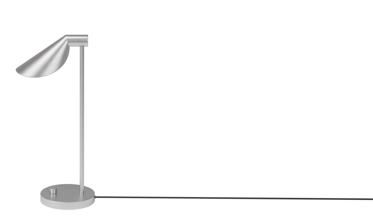 Silberne MS Series Tischleuchte von Fritz Hansen, moderne Schreibtischlampe für Büro und Zuhause.